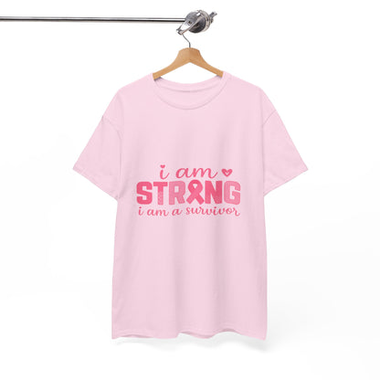 I AM STRONG - Pink Ribbon Breast Cancer Awareness Tee