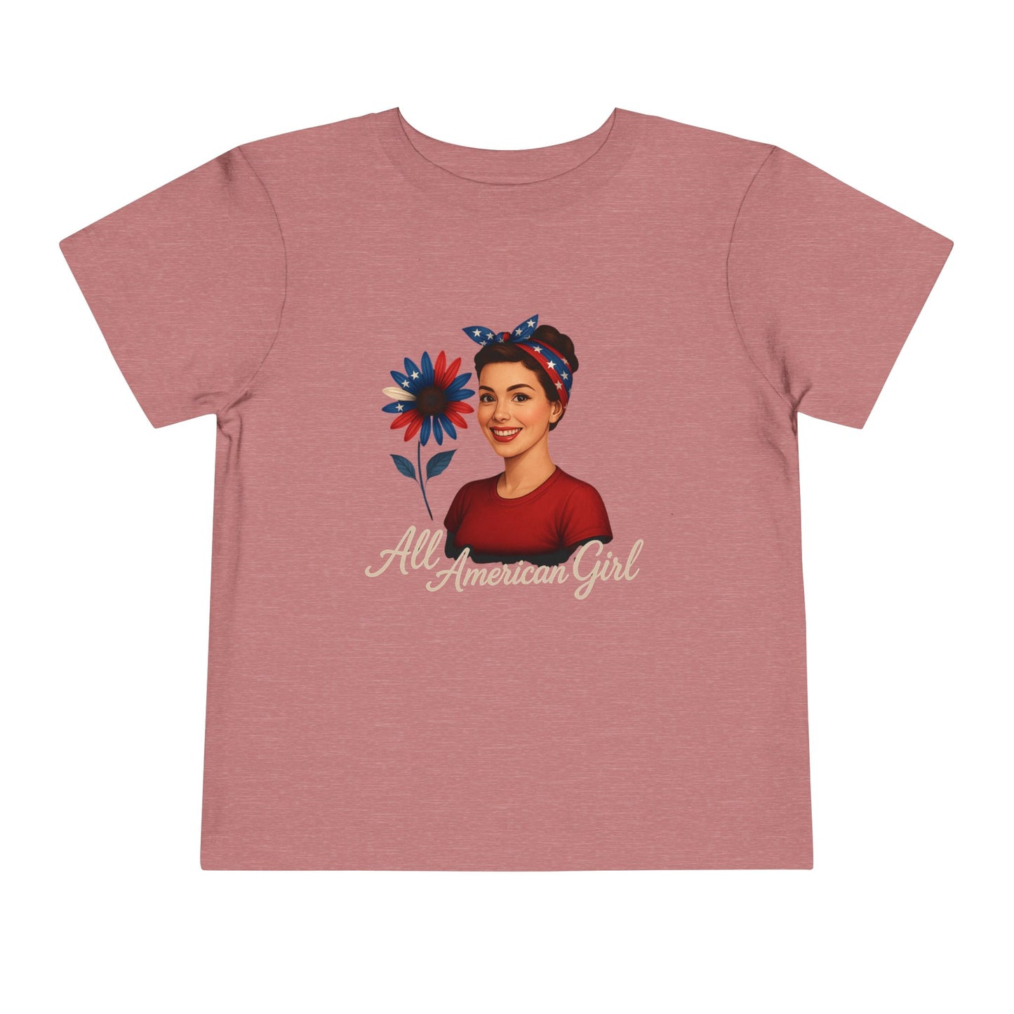 Toddler Tee All American Girl Patriotic Floral Shirt