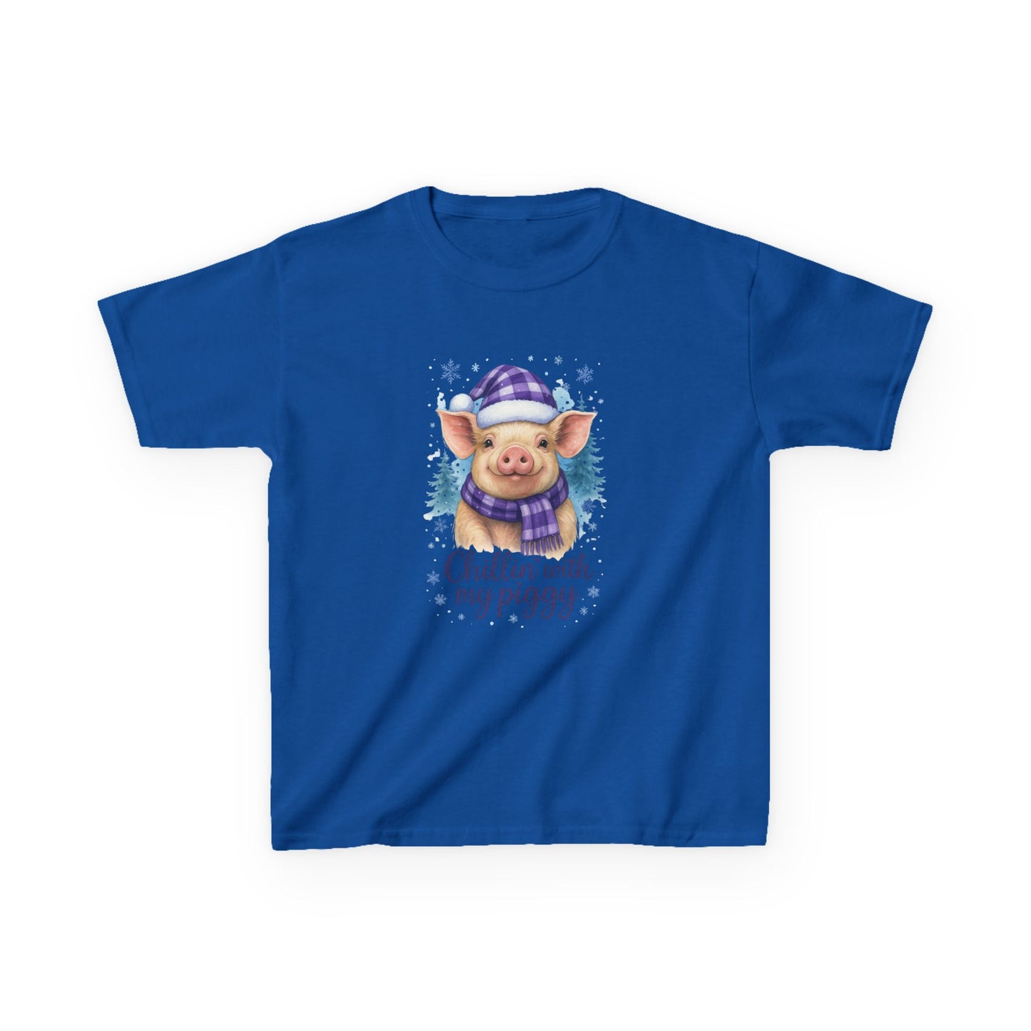 Chillin' Piggy Dino Christmas Tee - Kids Holiday Shirt