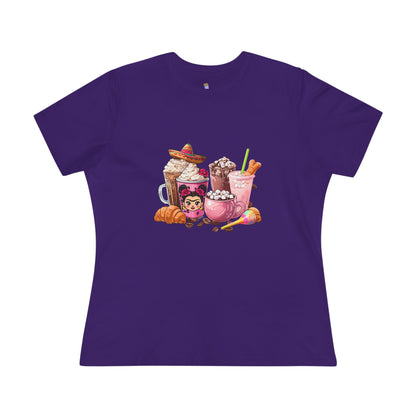 Latina Cute Beverage Women's Cotton Tee, Coffee Lover Gift, Cute Summer Shirt, Birthday Present, Cozy Foodie Tee