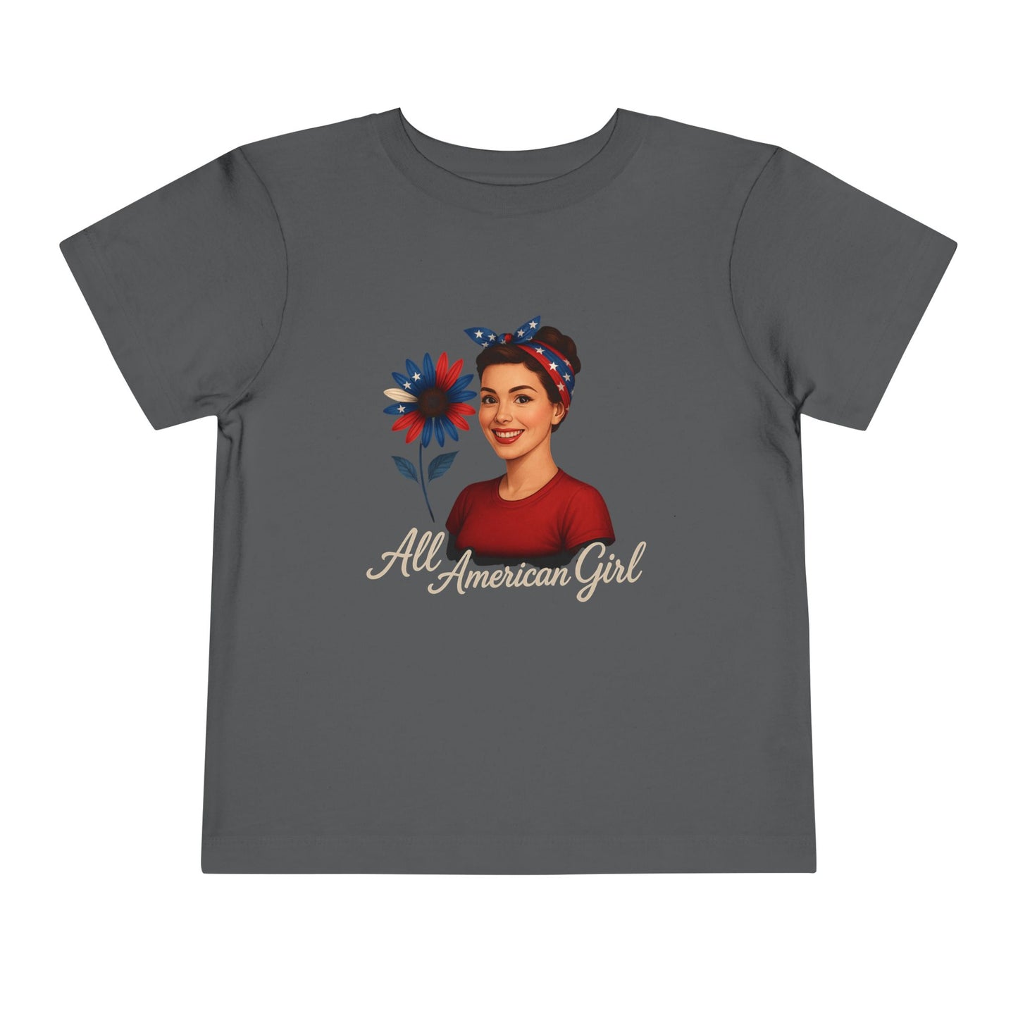 Toddler Tee All American Girl Patriotic Floral Shirt