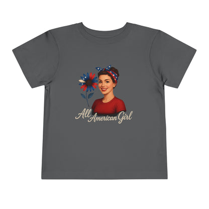 Toddler Tee All American Girl Patriotic Floral Shirt