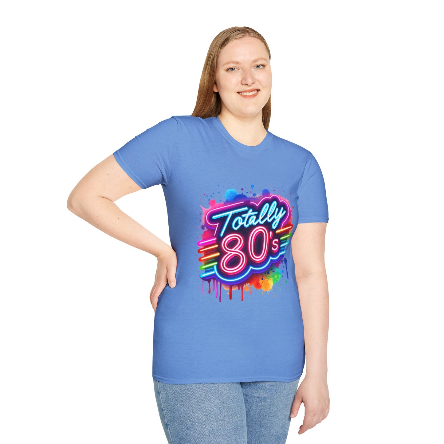 Totally 80s Unisex Softstyle T-Shirt – Retro Vintage Tee, Nostalgic Gift, Party Shirt, Perfect for 80s Theme Events, Festival Wear