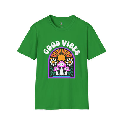 Good Vibes Unisex Softstyle T-Shirt | Retro Graphic Tee | Summer Vibe Shirt | Festival Fashion | Relaxed Fit Casual Top