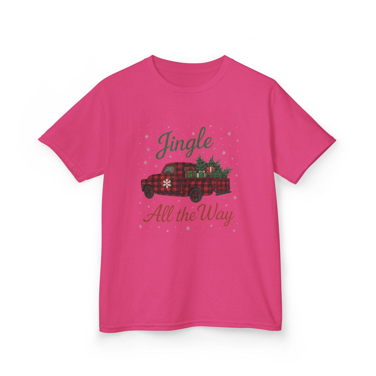 Jingle All The Way Dino Truck Kids Christmas Tee