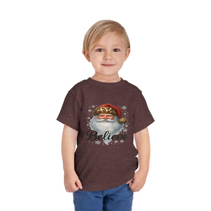 Believe Santa Leopard Print Toddler Christmas Tee