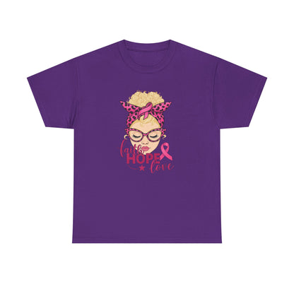 Hope Love Pink Ribbon Tee - Breast Cancer Awareness