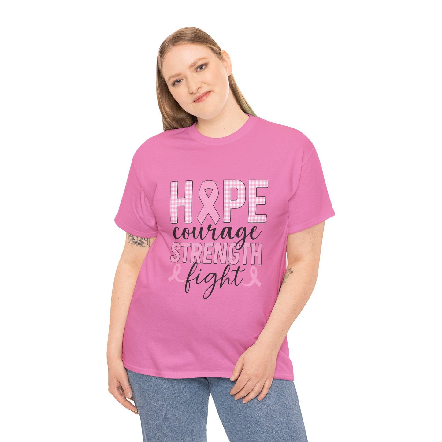 Hope, Courage & Strength Pink Ribbon Awareness Tee