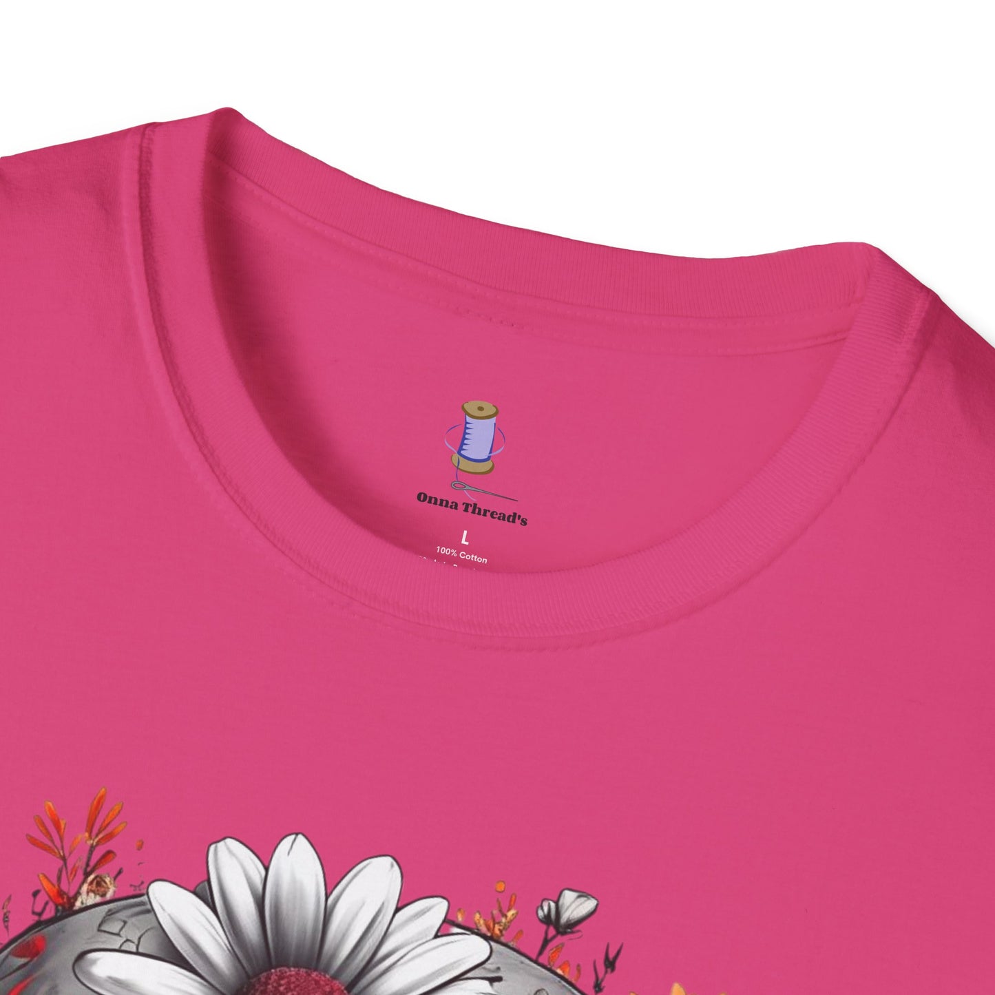 Skull & Flower Graphic T-Shirt, Unisex Casual Tee, Edgy Fashion Wear, Festival Outfit, Gift for Halloween & Day of the Dead