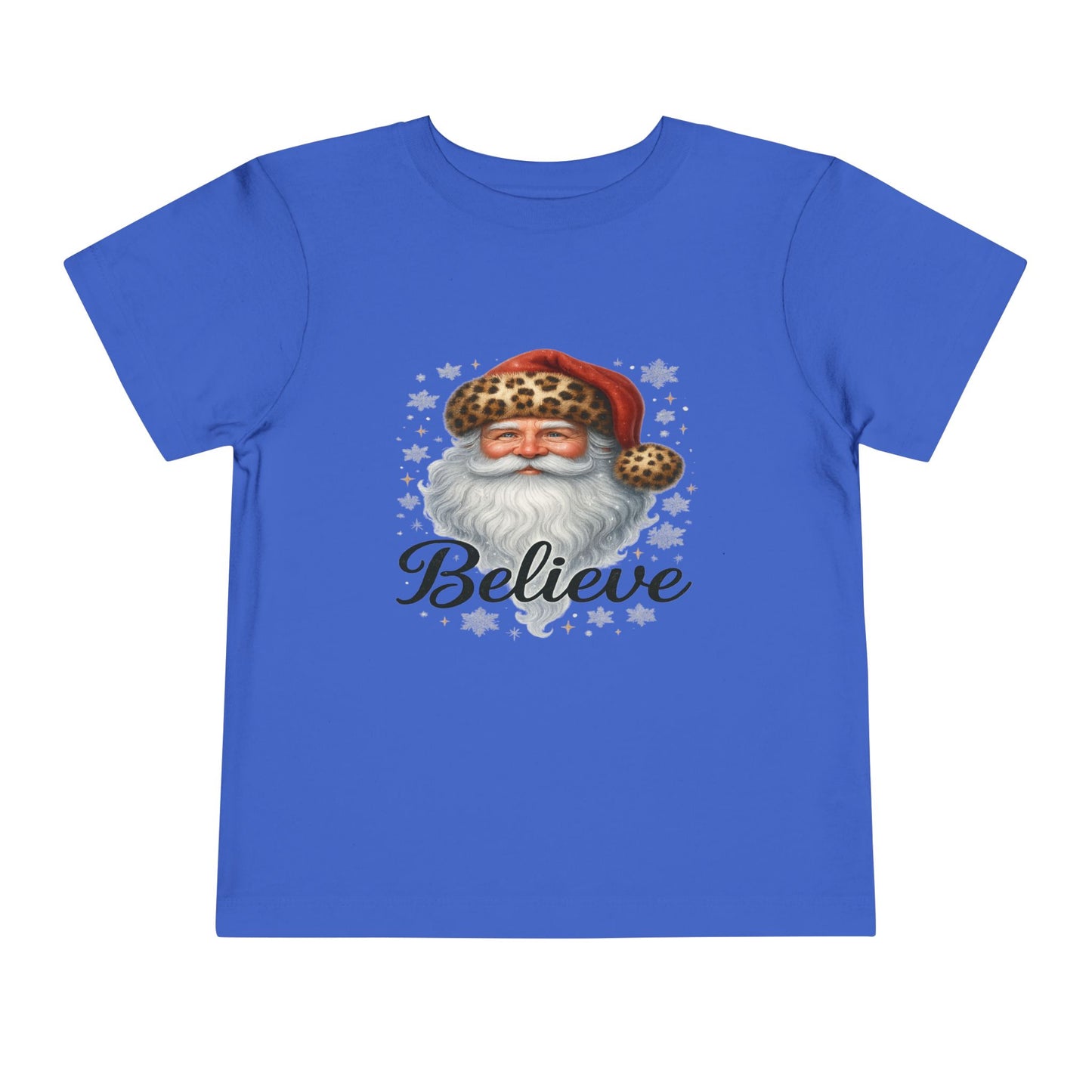 Believe Santa Leopard Print Toddler Christmas Tee