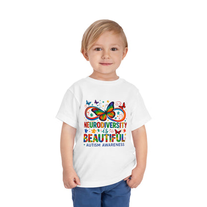 Toddler Tee - Neurodiversity is Beautiful Butterfly Rainbow Puzzle Piece Tee