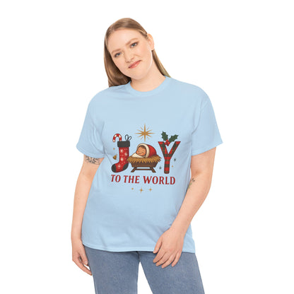 Christmas Joy Unisex Tee with Baby Jesus Illustration