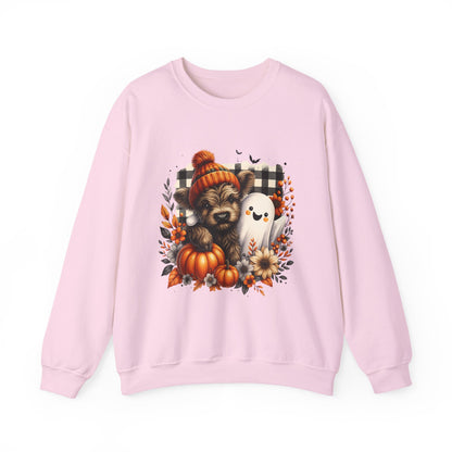 Cute Halloween Dog & Ghost Crewneck Sweatshirt