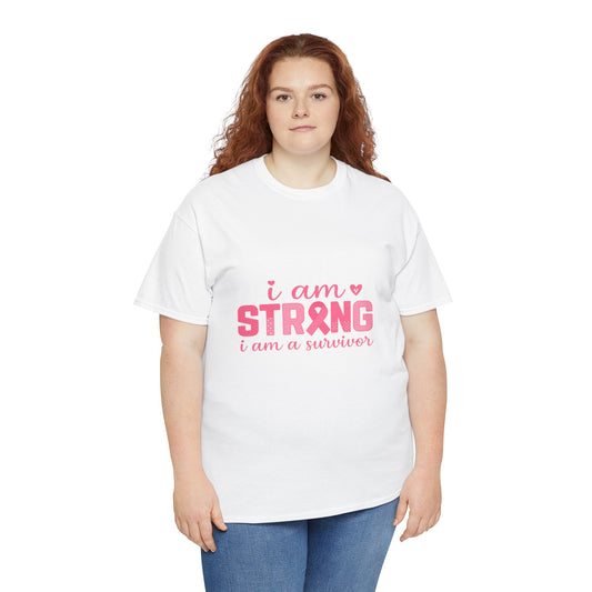 I AM STRONG - Pink Ribbon Breast Cancer Awareness Tee