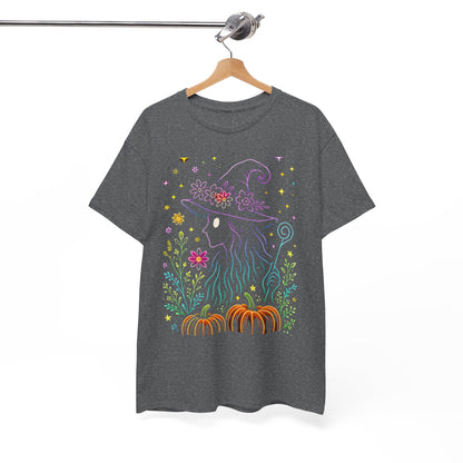 🌙 Whimsical Witch Cat Tee – Magical Halloween Pumpkin Shirt