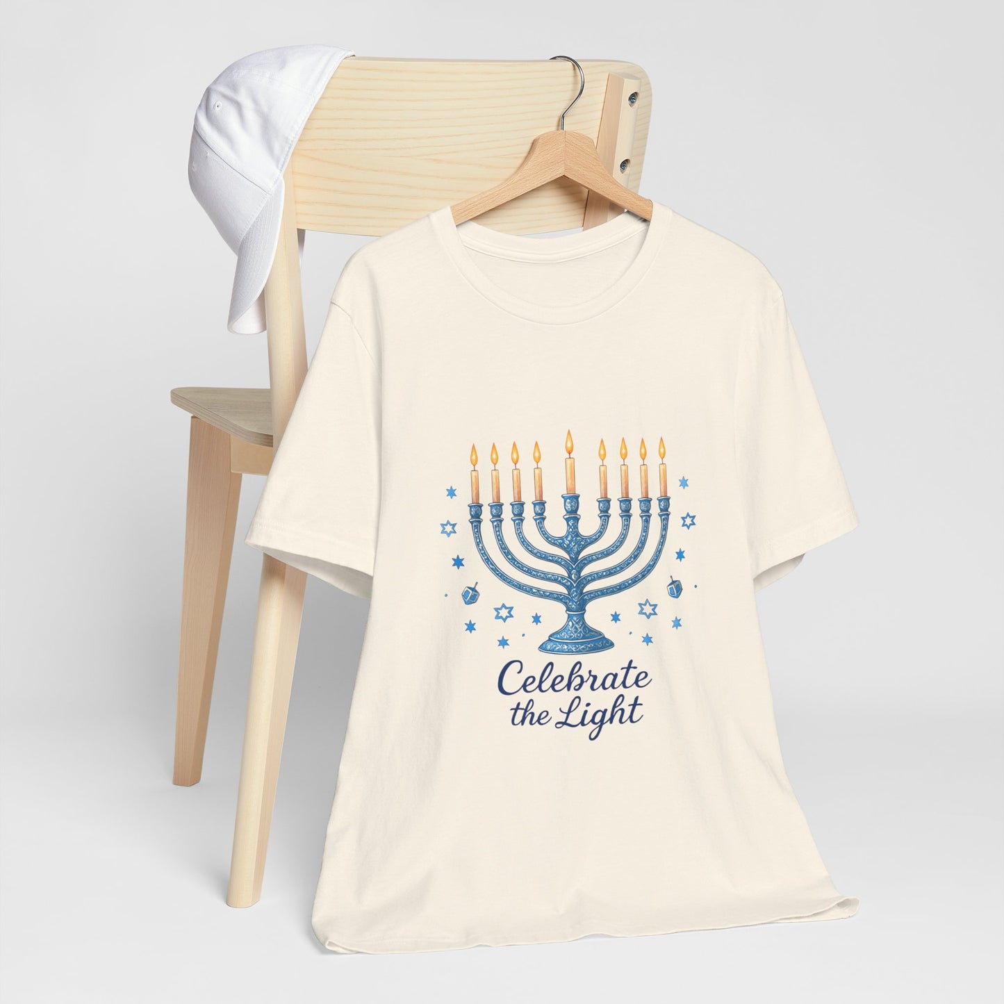 Hanukkah Menorah Tee — "Celebrate the Light" Holiday T‑Shirt