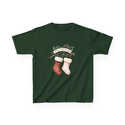 Dino Stocking Christmas Tee - Kids Holiday Shirt