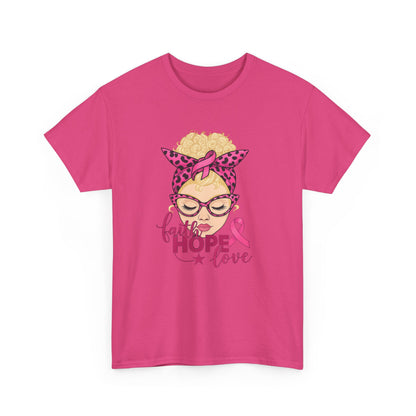 Hope Love Pink Ribbon Tee - Breast Cancer Awareness