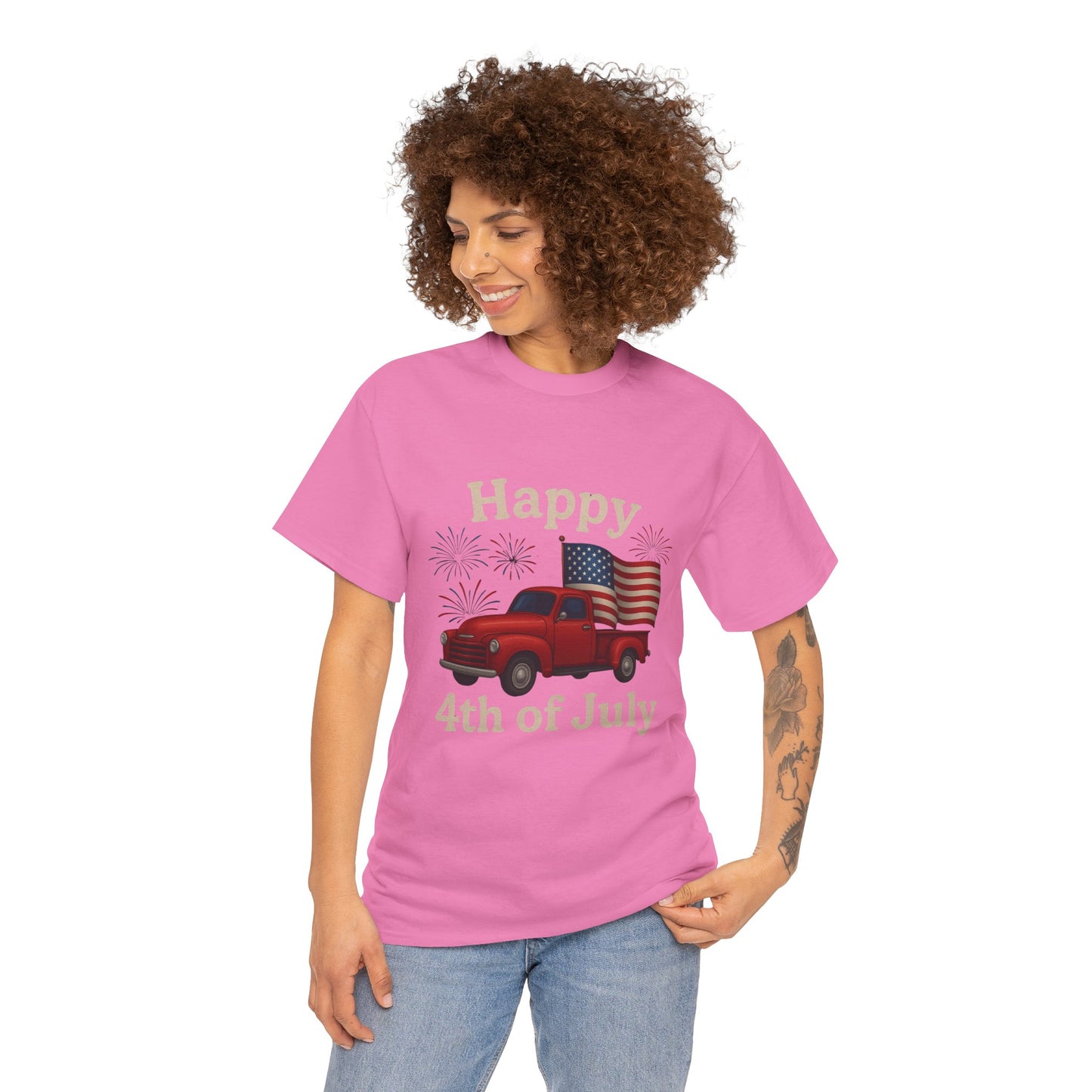 🚙 Happy 4th of July Truck Tee – Patriotic Vintage Pickup Shirt