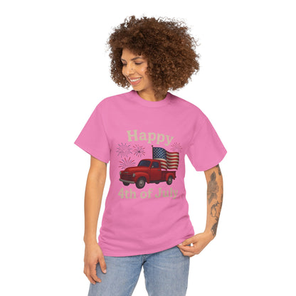 🚙 Happy 4th of July Truck Tee – Patriotic Vintage Pickup Shirt