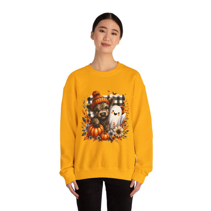 Cute Halloween Dog & Ghost Crewneck Sweatshirt