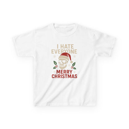 Grumpy Skull Santa Dinosaur Christmas Kids Tee