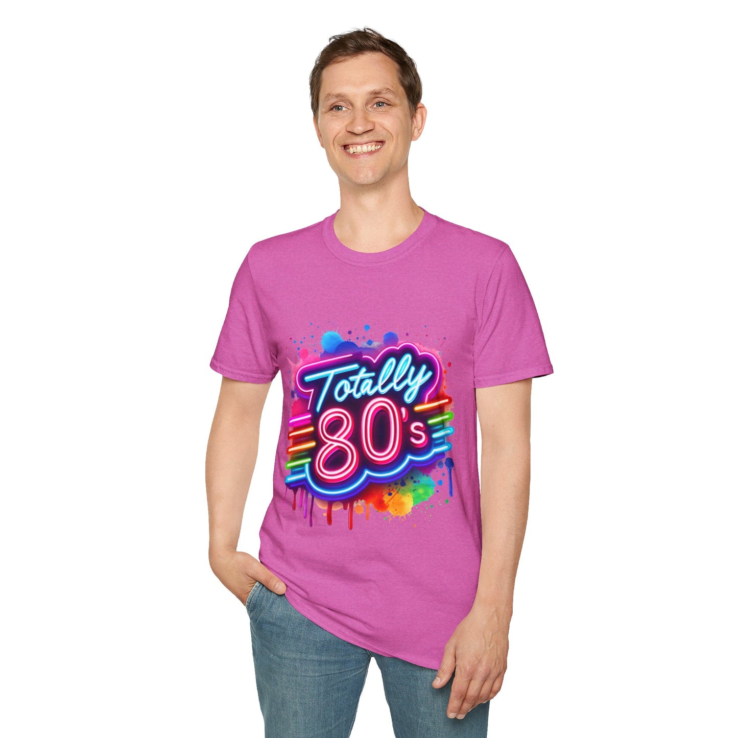 Totally 80s Unisex Softstyle T-Shirt – Retro Vintage Tee, Nostalgic Gift, Party Shirt, Perfect for 80s Theme Events, Festival Wear