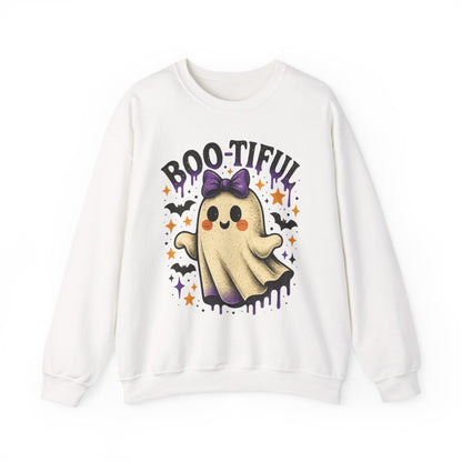Boo-tiful Ghost Halloween Sweatshirt - Retro Fall Apparel