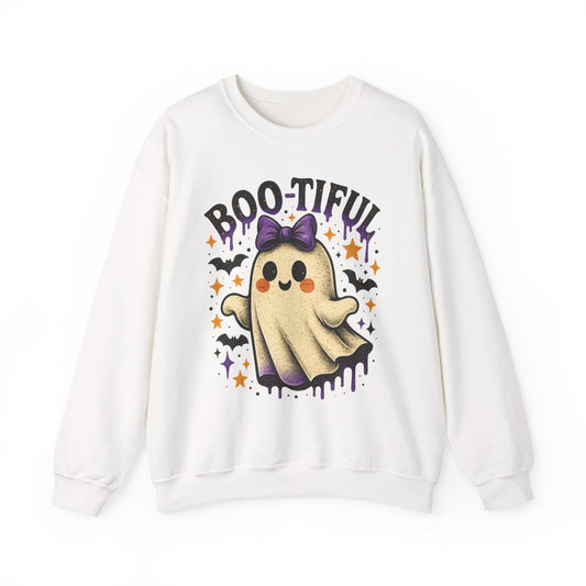 Boo-tiful Ghost Halloween Sweatshirt - Retro Fall Apparel