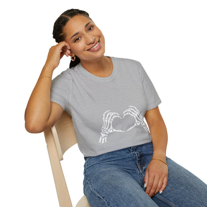 Skull Heart T-Shirt - Unisex Graphic Tee for Halloween, Love, Gifts, Casual Wear, Skeleton