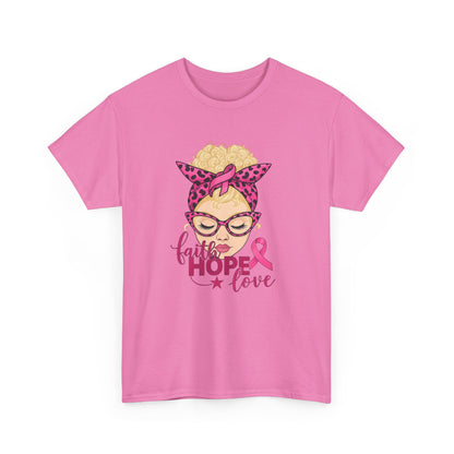 Hope Love Pink Ribbon Tee - Breast Cancer Awareness