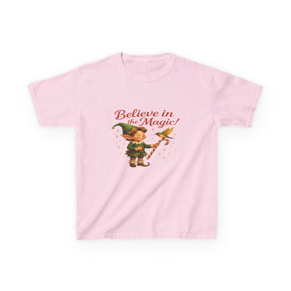 Believe in the Magic Elf & Dino Christmas Kids Tee