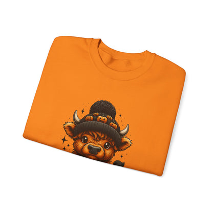 Halloween Cow Calf in Pumpkin Crewneck Sweatshirt