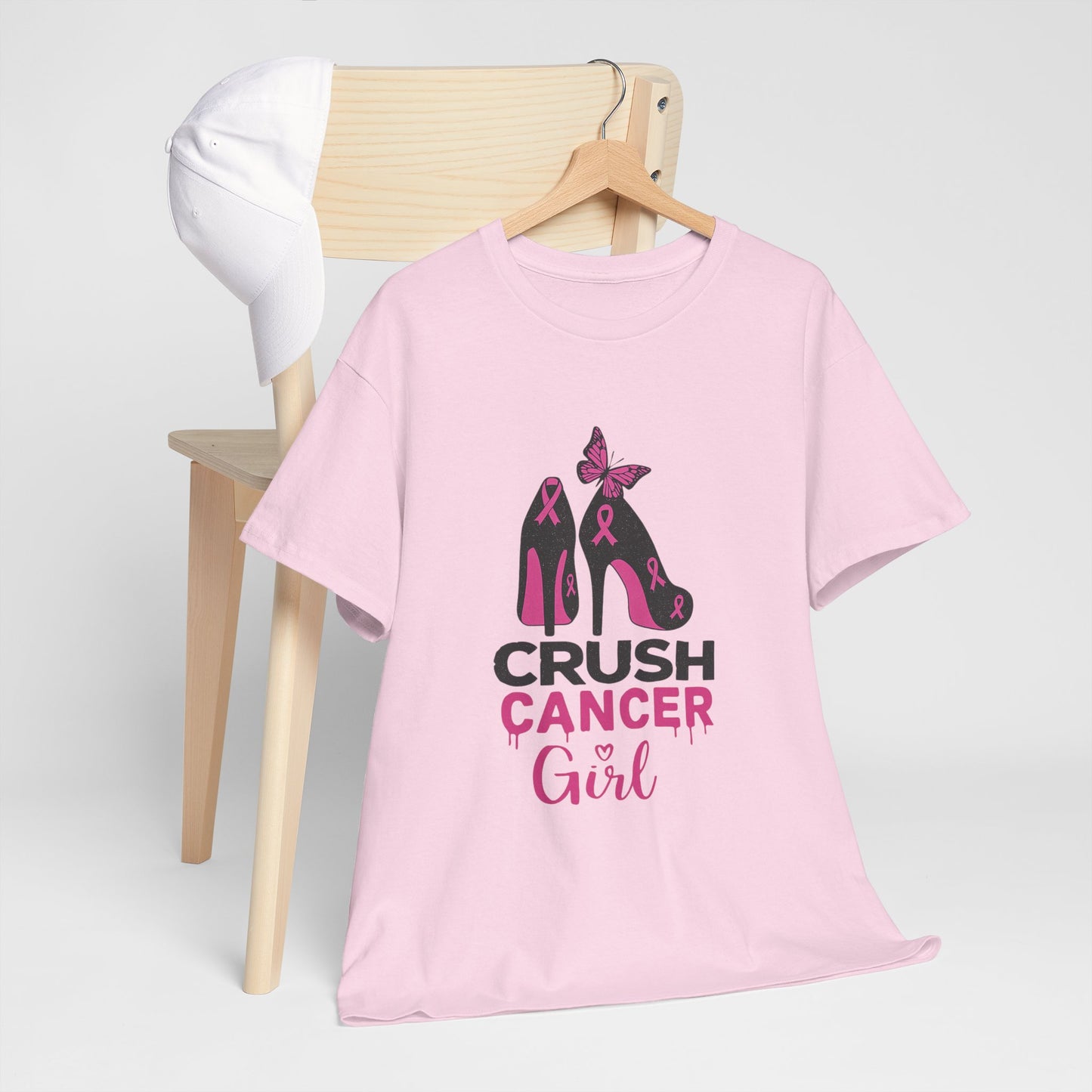 Crush Cancer Girl Tee: High Heels, Pink Ribbon, Hope
