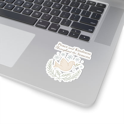 Peace and Kindness Dove Sticker — Kiss-Cut Inspirational Laptop Sticker