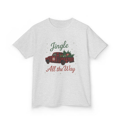 Jingle All The Way Dino Truck Kids Christmas Tee