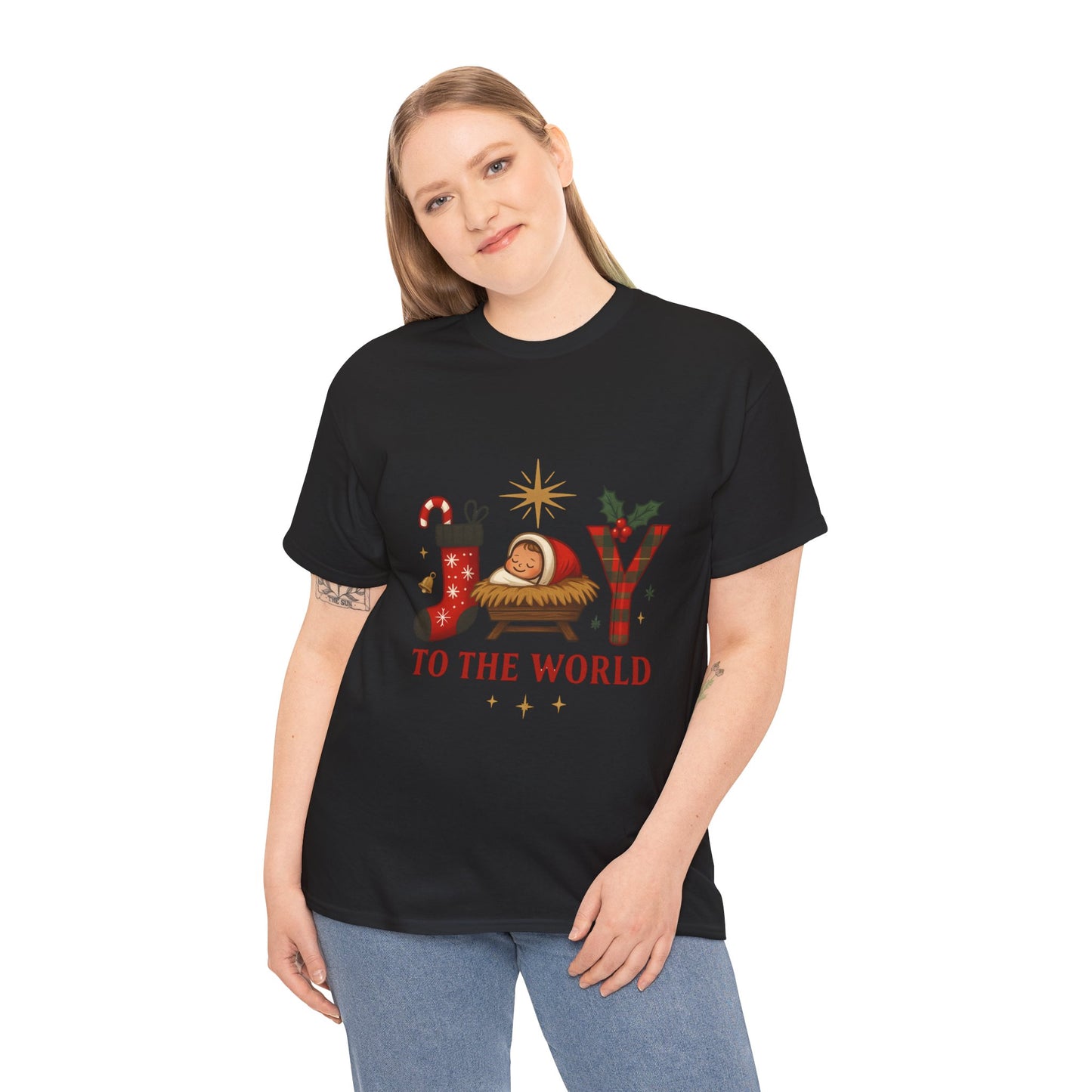 Christmas Joy Unisex Tee with Baby Jesus Illustration
