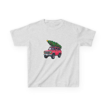 Pink SUV Dino Christmas Tree Kids Tee