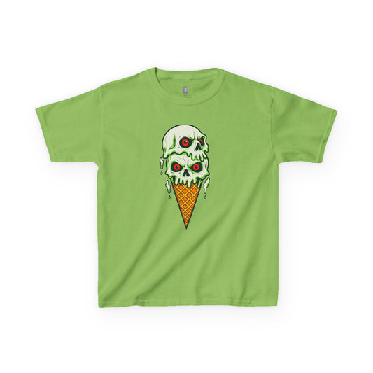 Kids Skull Ice Cream Tee, Cute T-Shirt for Kids, Halloween Apparel, Year-Round Fun, Trendy Summer Wear, Unique Gift Idea