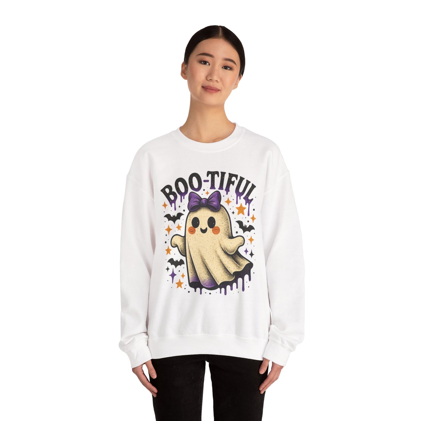 Boo-tiful Ghost Halloween Sweatshirt - Retro Fall Apparel