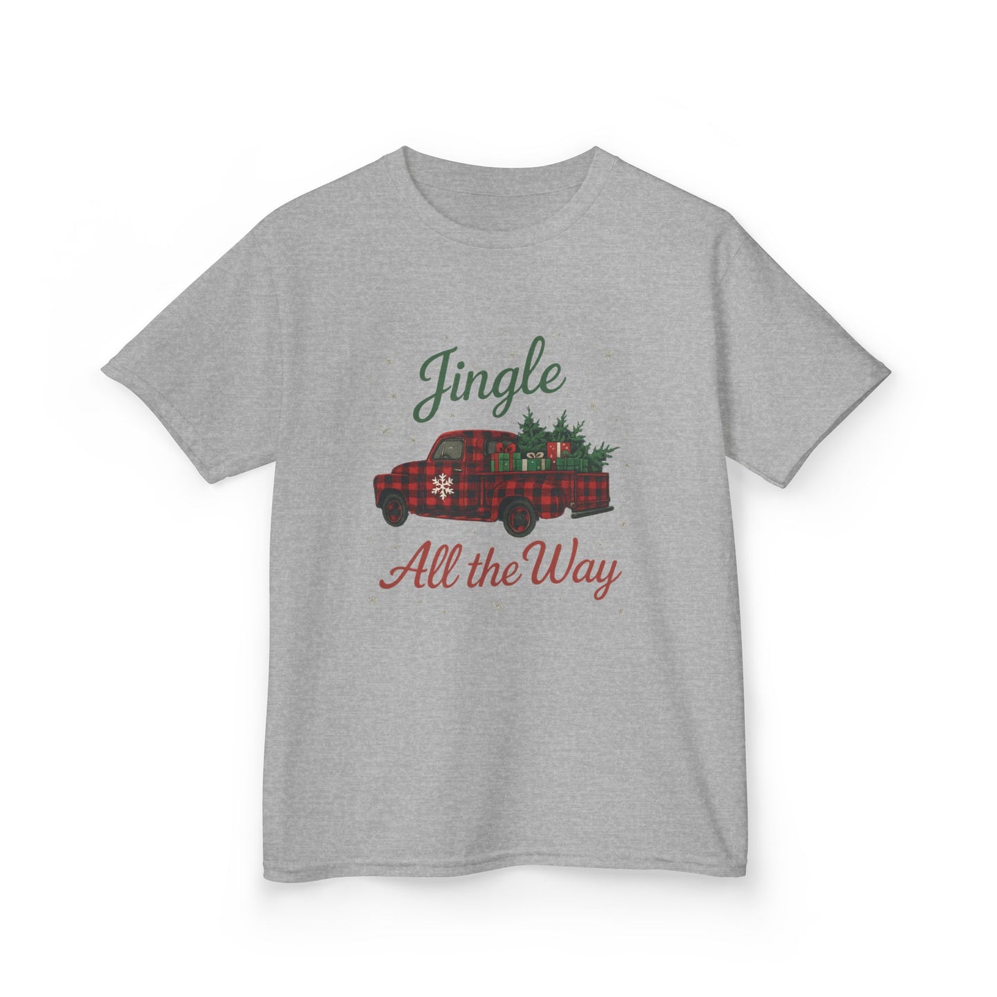 Jingle All The Way Dino Truck Kids Christmas Tee