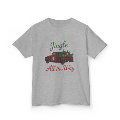 Jingle All The Way Dino Truck Kids Christmas Tee