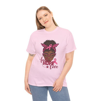 Hope Love Faith Black Woman Pink Ribbon Tee