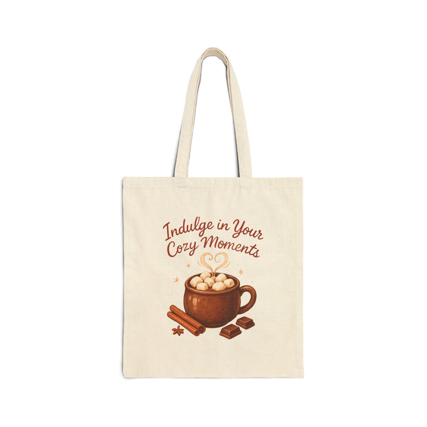 Cozy Moments Tote Bag — 'Indulge in Your Cozy Moments' Hot Cocoa Canvas Tote
