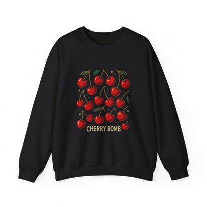 Cherry Bomb Crewneck Sweatshirt — Retro Cherry Graphic Pullover