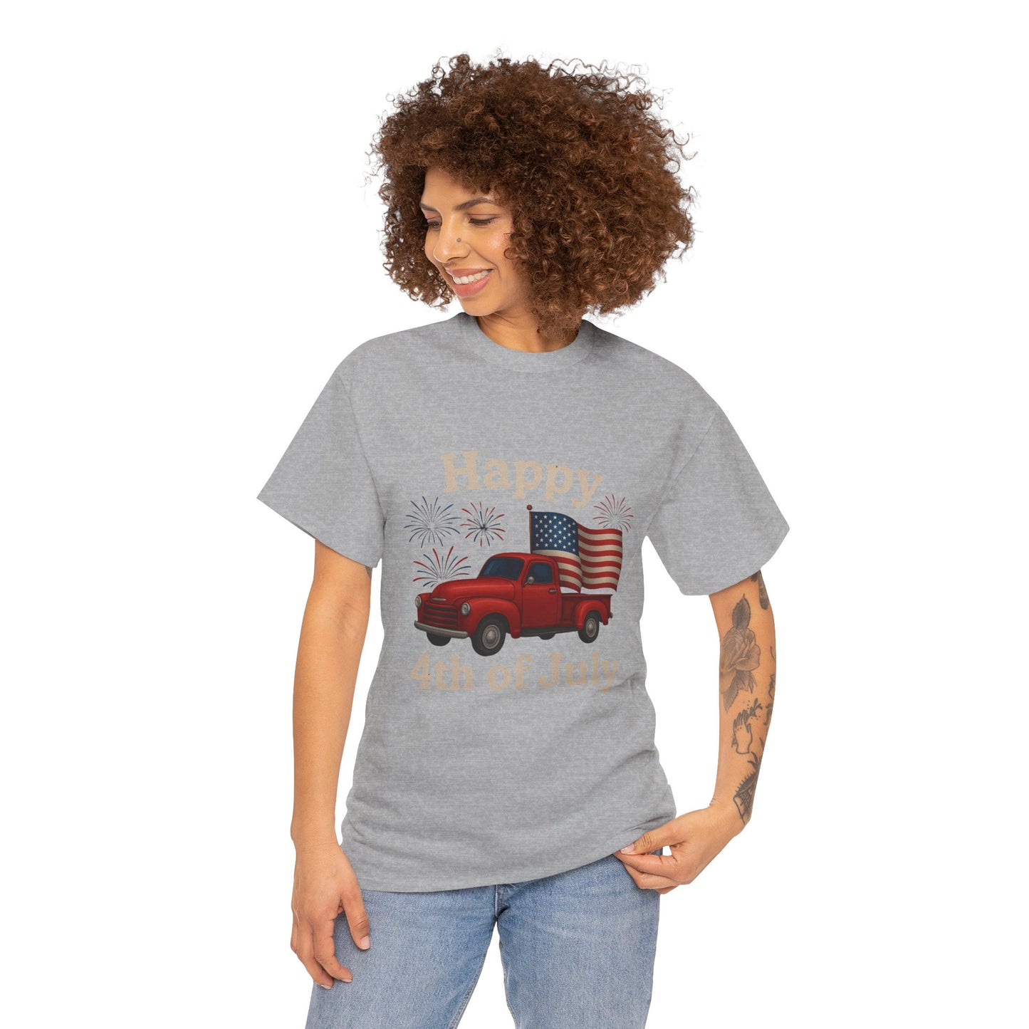 🚙 Happy 4th of July Truck Tee – Patriotic Vintage Pickup Shirt