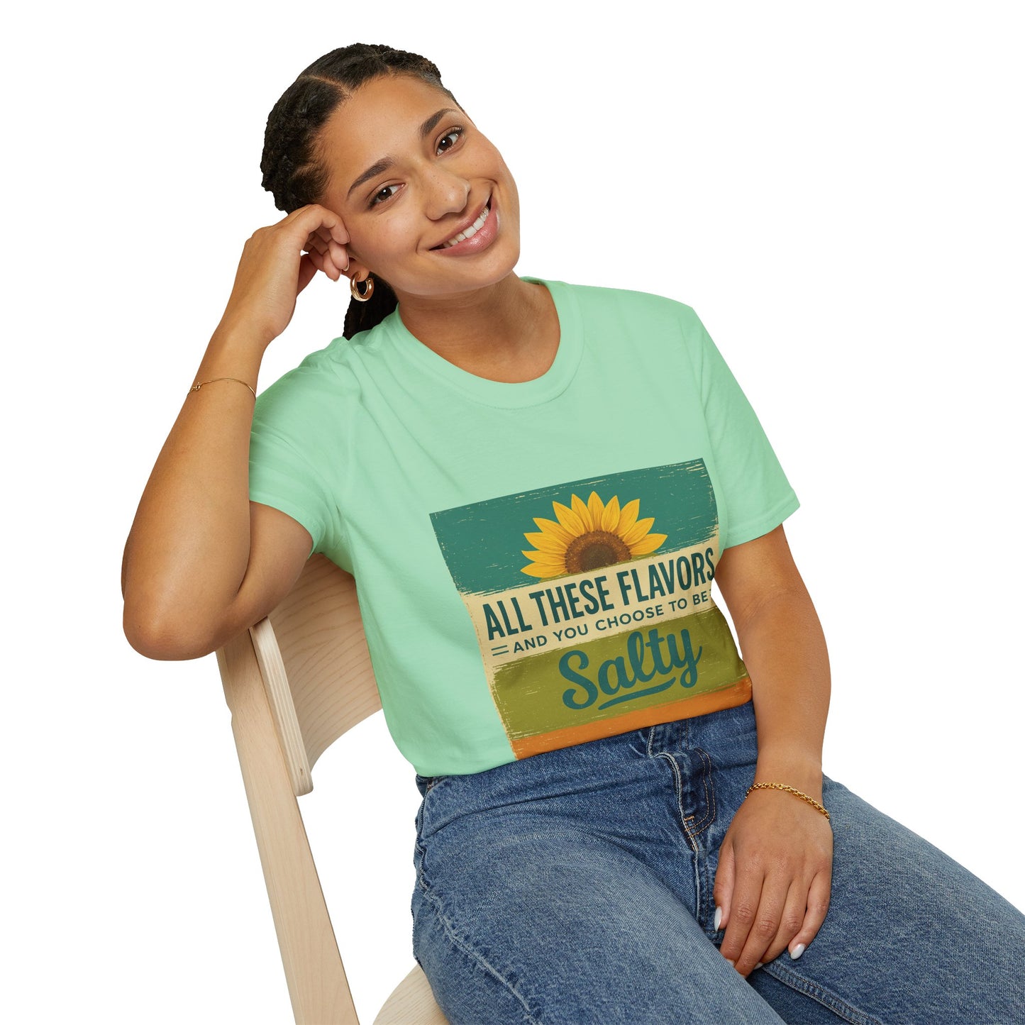 Sunflower Salty T-Shirt: Unisex Softstyle Tee for Sunshine Lovers, Casual Wear, Birthday Gift, Summer Vibes, Relaxed Style
