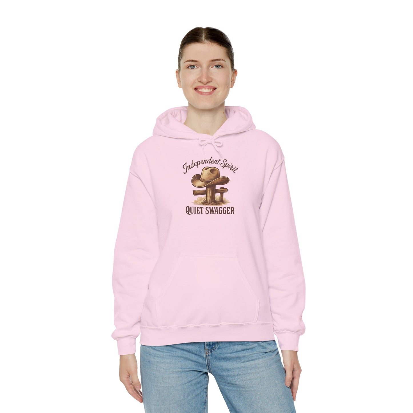 Quiet Swagger Hoodie – "Independent Spirit" Cowboy Hat Graphic Pullover