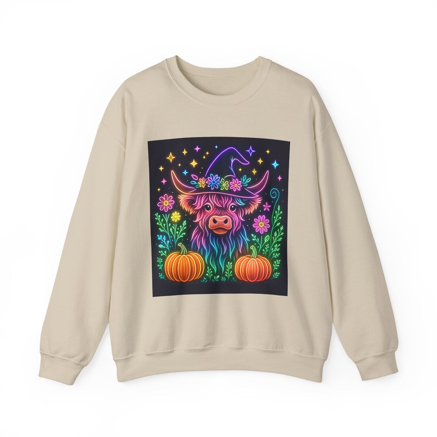 Neon Highland Cow Halloween Sweatshirt