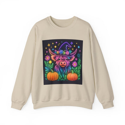 Neon Highland Cow Halloween Sweatshirt